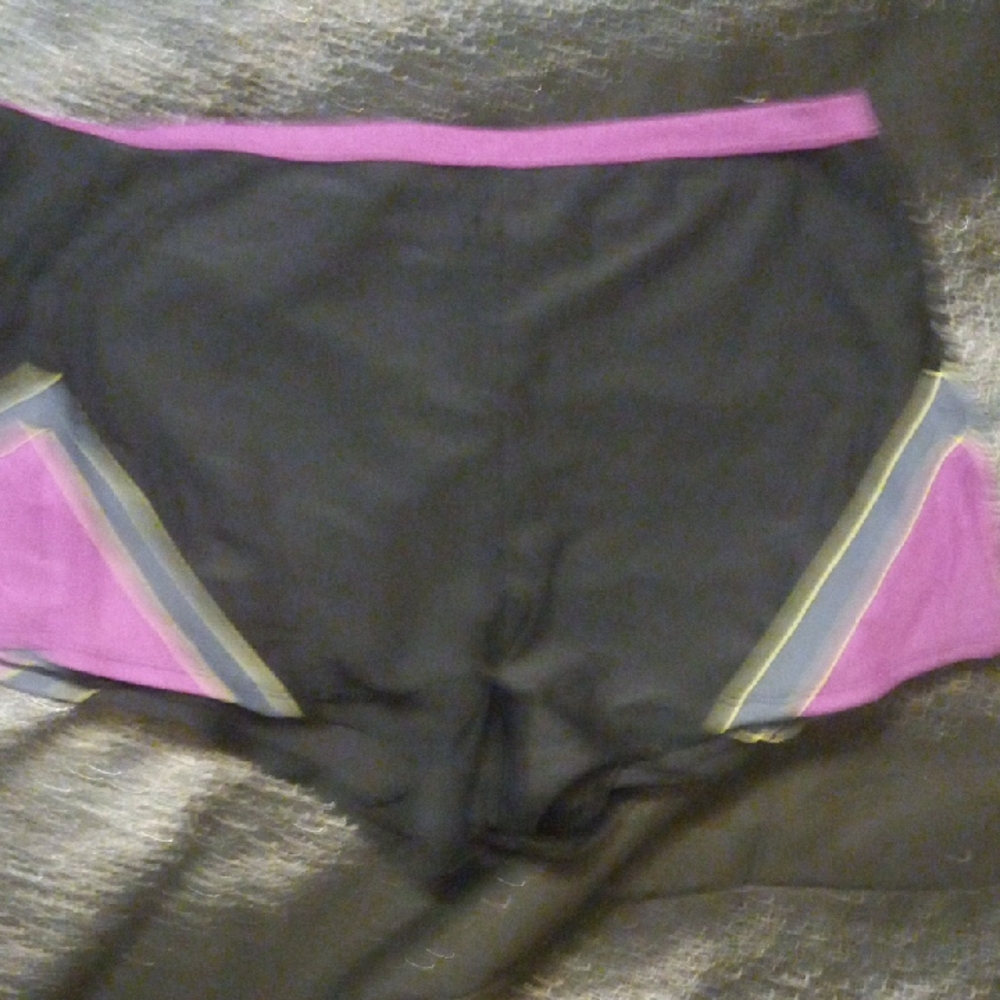 Women's Black and Purple Shorts